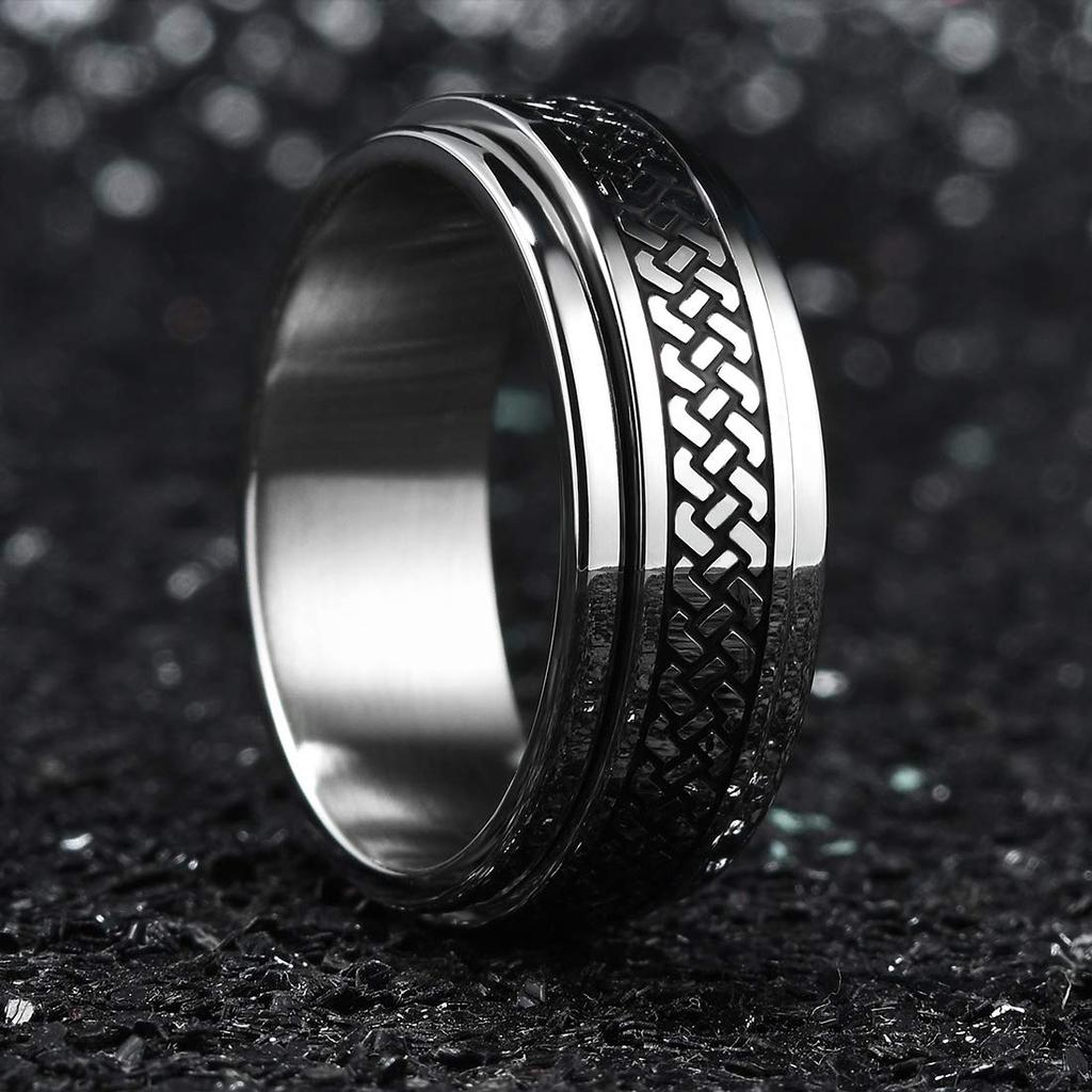 Fashion Men Stainless Steel Anxiety Fidget Spinner Rings Viking Infinity Intertwined Celtic Knot Rings for Men Wedding Jewelry