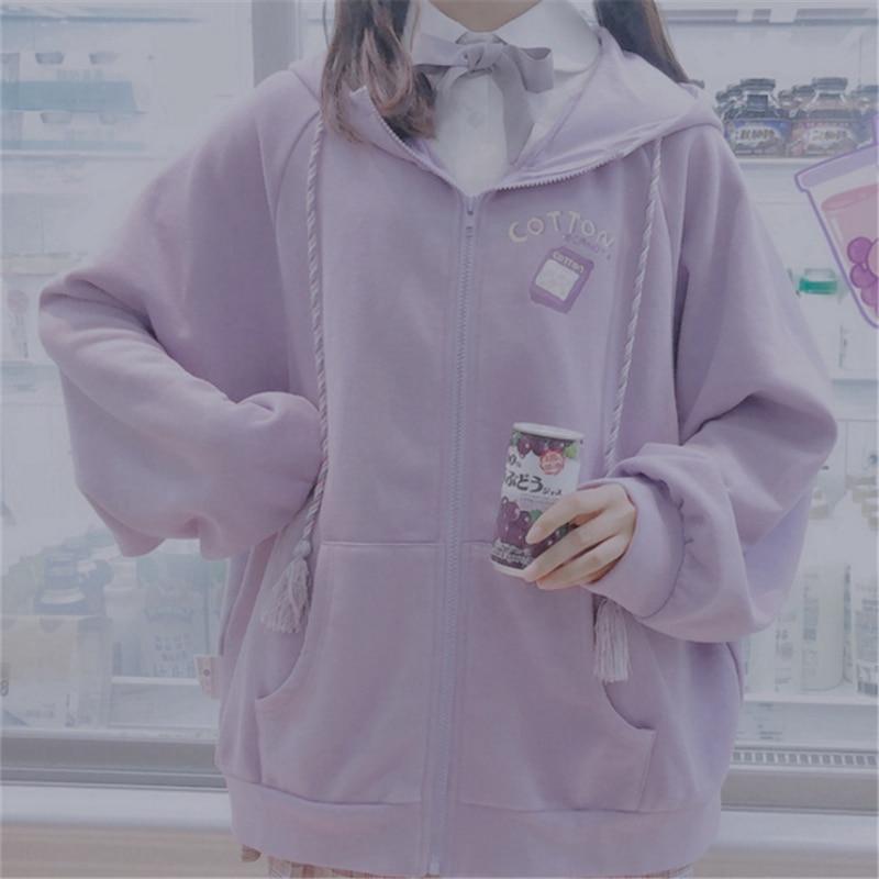 Roztomilá mikina do uší jaro podzim mikina s kapucí streetwear ženy oversized mikiny ležérní mikina v japonském stylu kawaii dívka