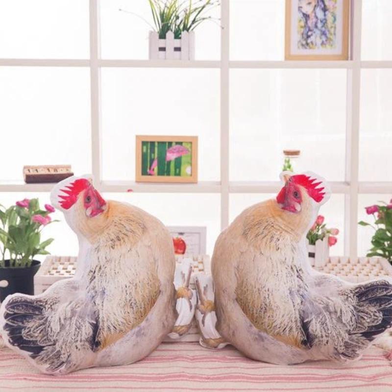 Realistic Rooster Hen Plush Pillow Lifelike 3D Print Soft Fluffy Fabric Stuffed Toy for Home Decor Kids Sleep Companion Gift