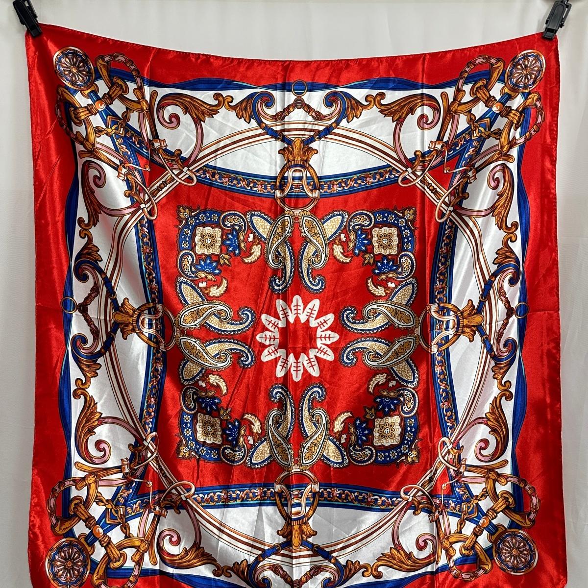 Scarf Female Fashion Hijab Square Bandana Handkerchief Satin Scarves Woman Headscarf Luxury Print Headband Travel Head Gear 90x90cm