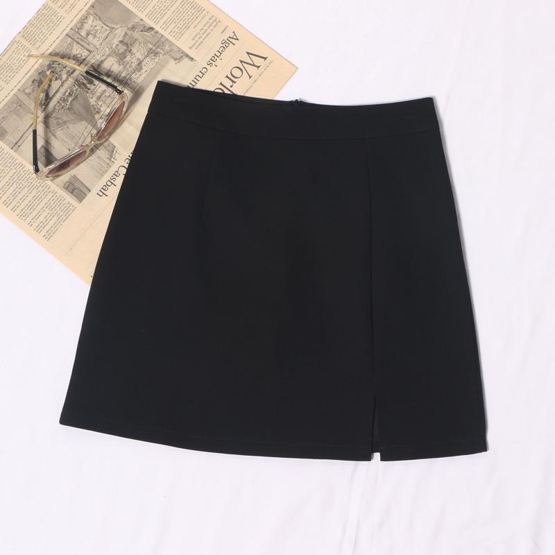 Women's High-Waisted A-Line Split Midi Skirt - Versatile Slimming Black Skirt Pants