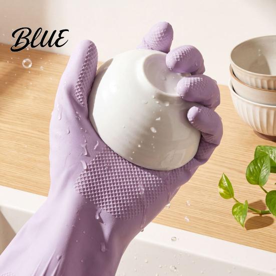 Rubber Gloves for Laundry Extended Waterproof Dishwashing Gloves, Anti-slip Grip Natural Latex Elbow Length Long Work Protective Durable Cleaning And
