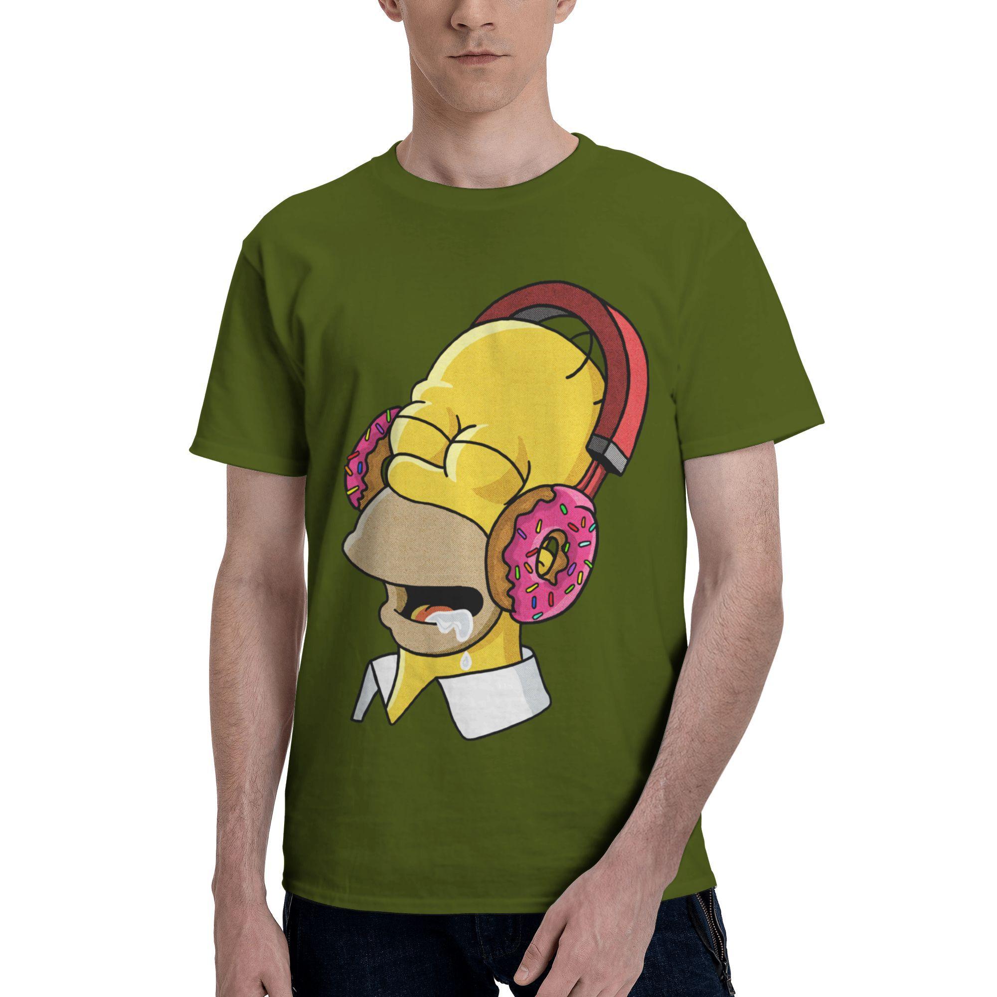 

Custom S-Simpsoned Homer Listen to Your Donuts Tshirts for Men Short Sleeve Leisure T Shirt Cool T-shirts SlimPure Cotton Tees 4XL