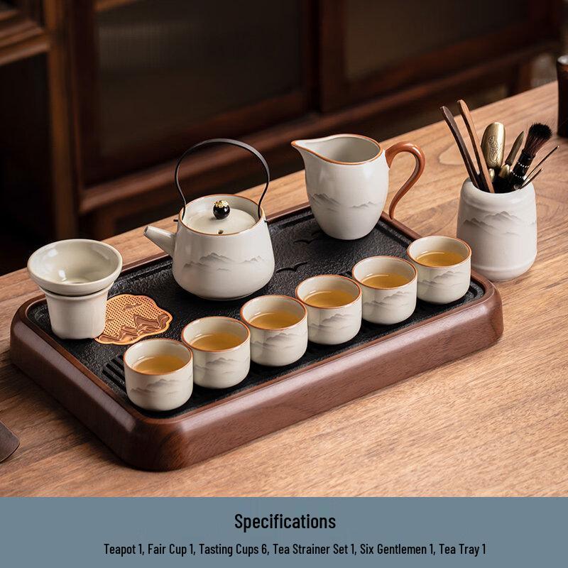 Chaxun Ru Kiln Beam Handle Gongfu Tea Set