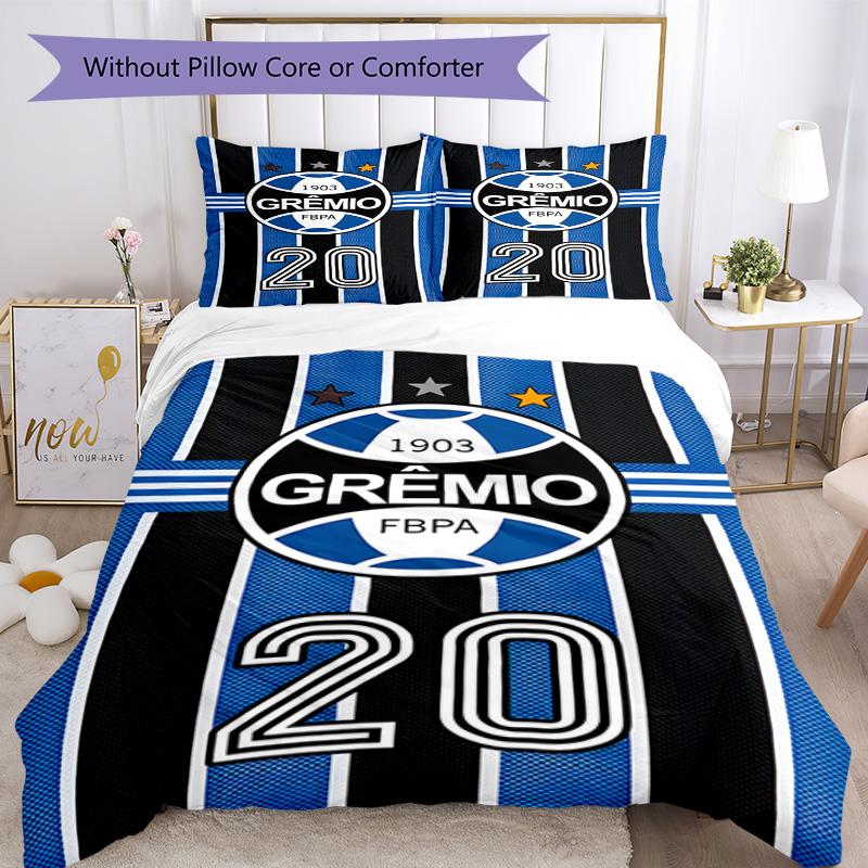 Grêmio FBPA Printed Pattern Duvet Cover Set – Includes 1 Duvet Cover and 2 Matching Pillowcases Bedroom Decor Christmas Gifts
