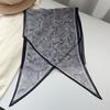 Georgette Gray-tone Flower Versatile Long Ribbon Fashion Decorative Silk Scarf Temperament Long Versatile Scarf Korean Version