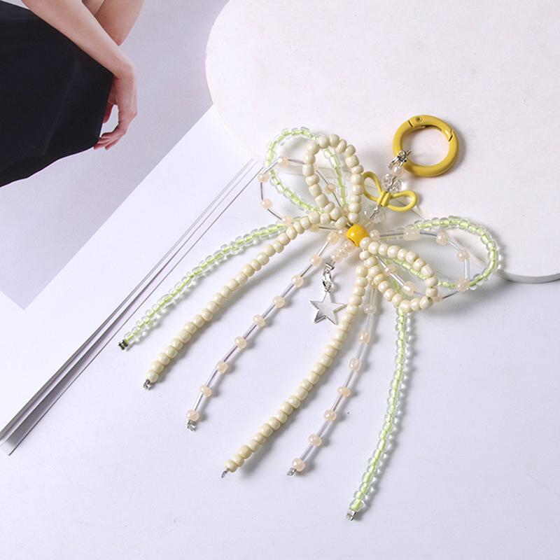 1Pc Diy Accessories Girl Alloy Bow Beaded Pendant Suitable For Phone Case Phone Chain Earphone Case Keychain Camera Chain