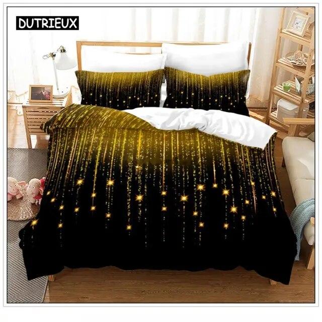 Sada ložního prádla Colorful Star Sky Galaxy Sada povlečení Krajina Vesmír Sada povlaků na přikrývku Černý povlak na přikrývku Mléčná dráha Motiv pro děti Teens Dekor, třídílná sada