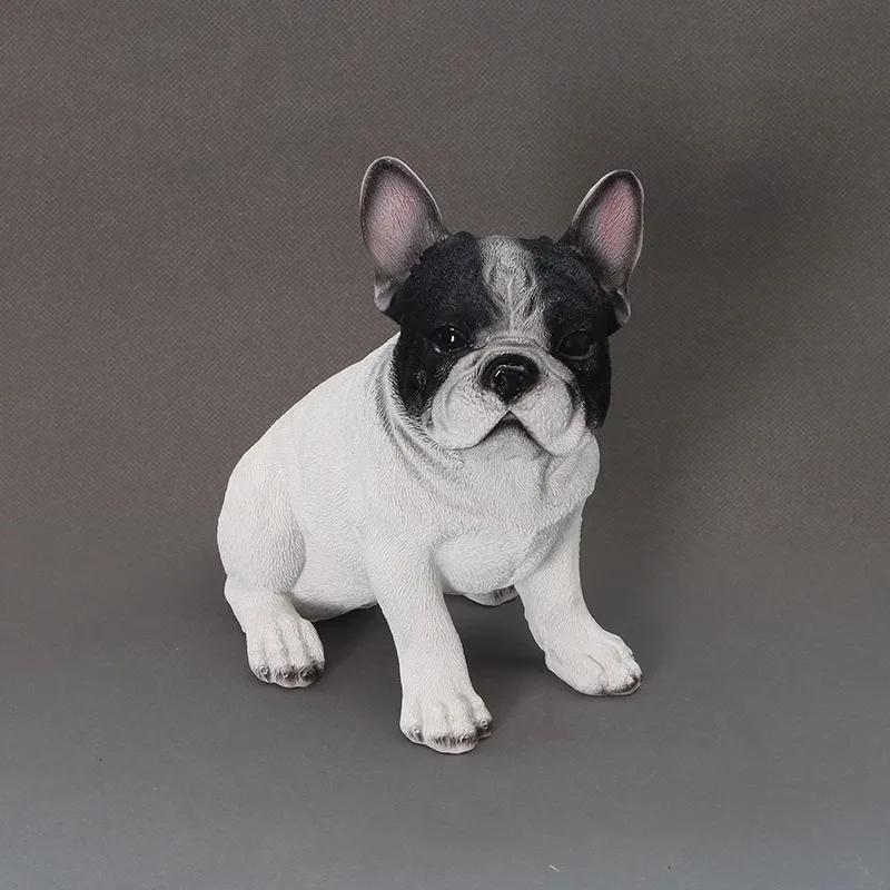Simulated Black & White French Bulldog Resin Figurine Ornaments Home Room Decoration Dog Puppy Animal Statue Cute Birthday Gifts