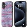 For iPhone 16 Plus Case Plaid Texture PU Leather Coated PC+TPU Phone Cover