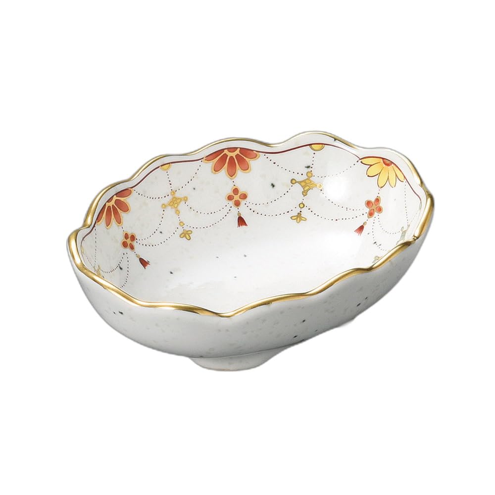 

Brocade oval chiyoguchi Small bowl Reinforced [9×6.7×2.7cm]