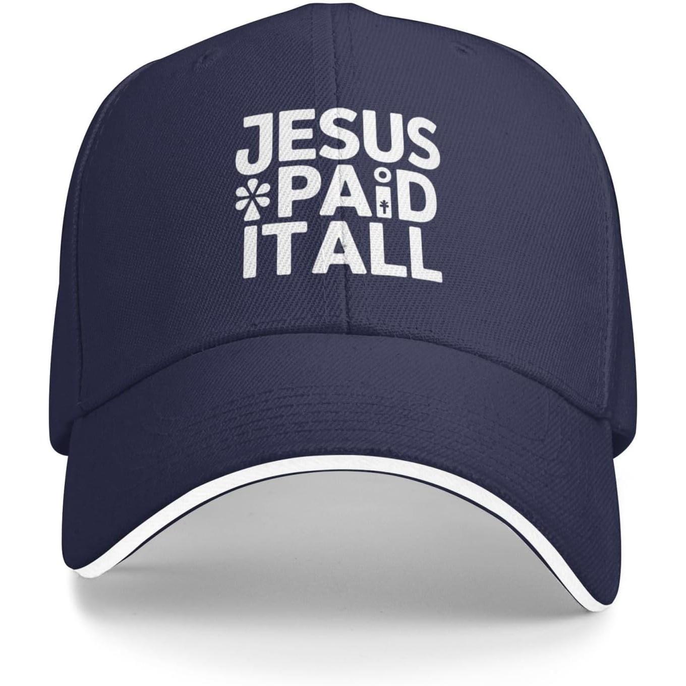 

Jesus Paid It All Baseball Cap Christian Faith Polyester Casual Baseball Cap Unisex Sun Protection Adjustable