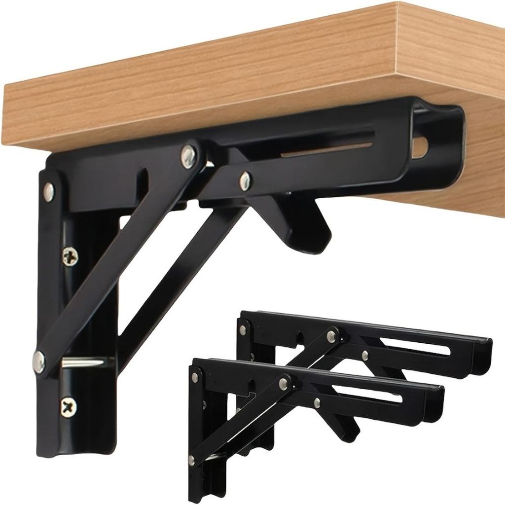 8 Inch Folding Wall Bracket Heavy Duty Support Shelf Bracket Foldable Metal Storage Rack Holder for Space Saving and Organization