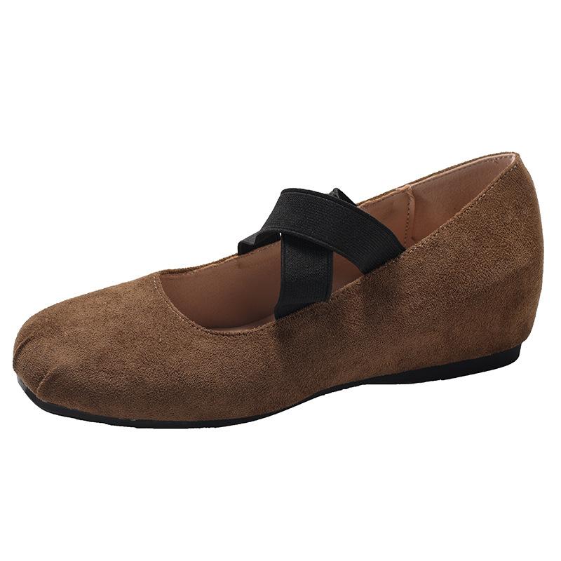 Retro square head inner height increase shallow mouth flat-soled single shoes women's summer 2025 new versatile skirt soft-soled Mary Jane shoes