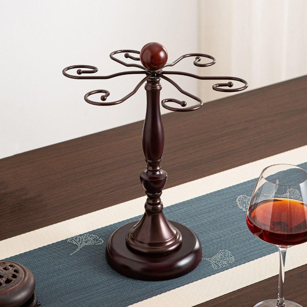 Large Capacity 6 Bottles Wine Glass Rack Freestanding Upside Down Wine Glass Holder Restaurant