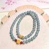 Women's A-Grade Natural Jade & Amber Double-Strand Bracelet, Niche Design, High Ice-Blue Water Jade Sourcing