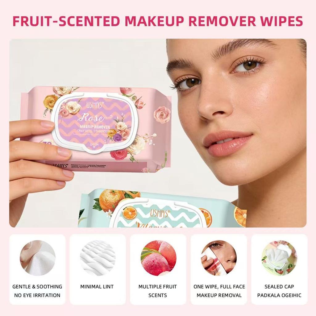 BUY 1 GET 1 FREE INCLUDES 2 PACKS Gentle Disposable Makeup Remover Wipes HA626 - Non-Irritating Cleansing Wipes