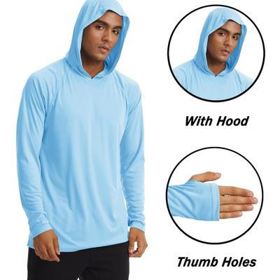 Güneş Koruma T-Shirt Erkek Uzun Kollu Hoodie Rahat UV Geçirmez T-Shirt Nefes Alabilir Hafif Hızlı Kuru T Shirt Erkek