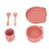 Baby Feeding Set Cute Bear Shape Soft Safe Silicone Toddler Suction Plate Bowl Cup Fork Spoon Set for Weaning