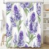 Purple Lily Shower Curtain Waterproof Home Decor Bathroom Window Decoration Floral Printed Bath Mat White Green Background Patte