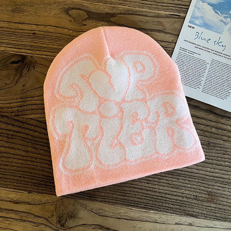 Fashion Knitted Hat With Letter And Heart Embroidery Design For Casual Daily