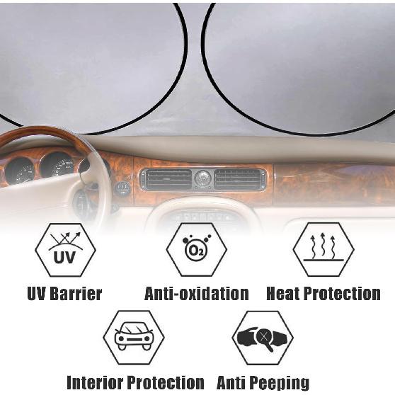 American Flag Car Windshield Sun Shade Foldable Sunshade Front Window Cover Sun Visor Protector Accessories (59X27.5 Inches)