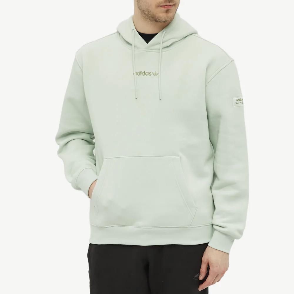 Adidas Originals Trefoil Logo Print Pullover Hoodie Men Tops Light-Blue HM2653