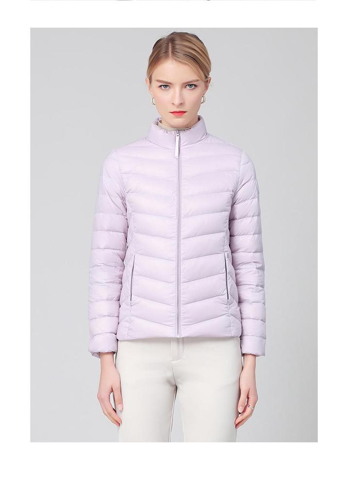 Women's Lightweight White Duck Down Jacket - 2026 Autumn/Winter, Warm Versatile Outerwear with Stand Collar