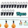 120pcs Decorative Metal Hanger Hooks Durable Black Curtain Clip Set Adjustable String Light Clips for House Party Decor Access