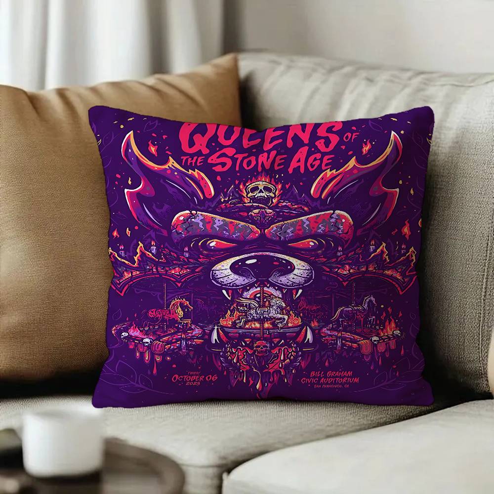 Band QQueens Of The Stone Age Office Cushion Pillowcase Car Cushion CoverXCM Lumbar Pillowcase Sofa Pillowcover