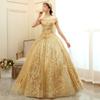 Golden evening dress women's 1011 new atmospheric stage performance tutu skirt long host company annual meeting dress
