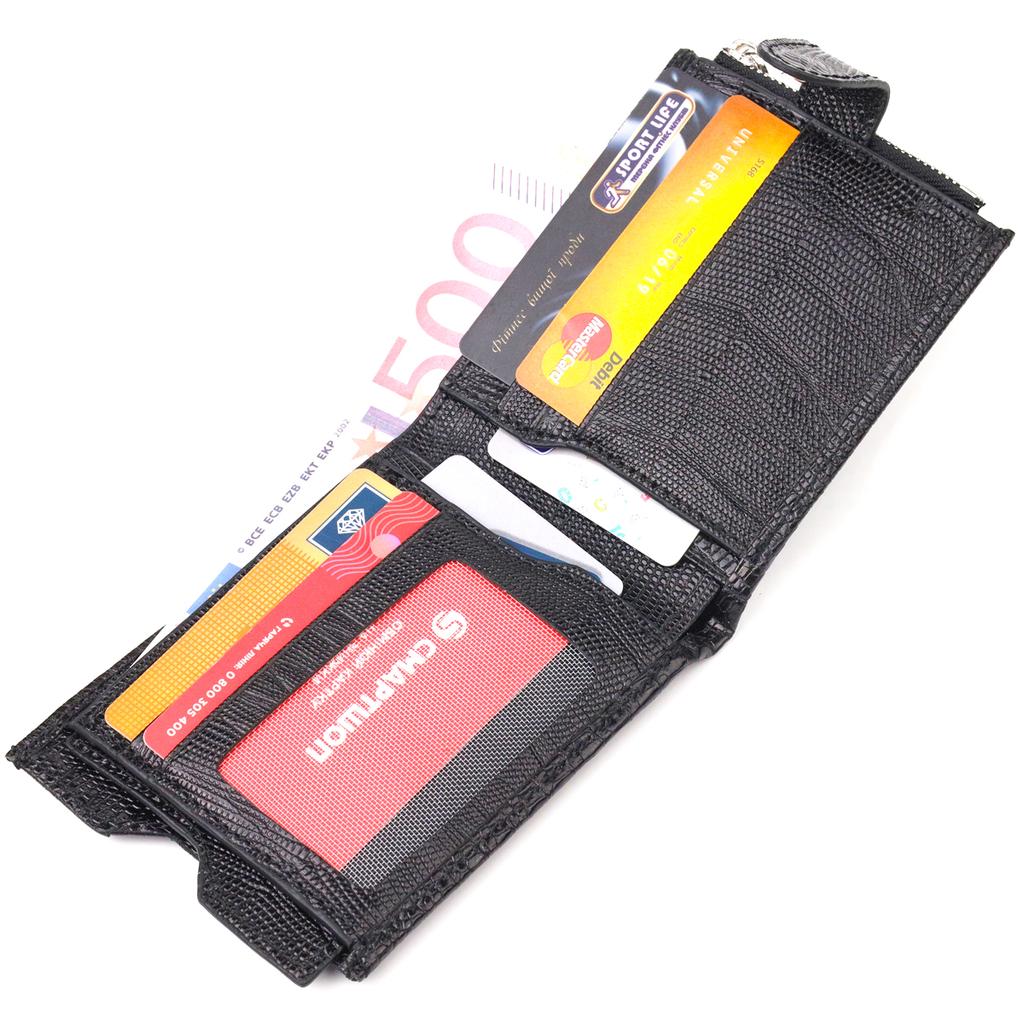 Excellent Men's Horizontal Wallet Made of Genuine Textured Leather CANPELLINI Purse 21506 Black