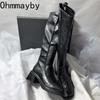 Vintage Thick Heel Women Knight High Boots Fashion Side Zippers Shoes Autumn Winter Ladies Concise Slim Long Botas De Mujer