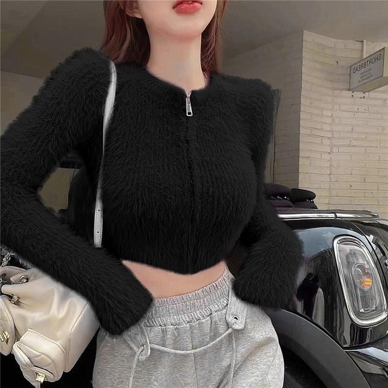 

Celebrity style knitted cardigan women s outerwear top trendy autumn and winter new slim temperament short sweater 412-151 (average size) чорний