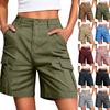Hiking Shorts For Women Lightweight Elastic Waist Knee Length Cargo Shorts Golf Casual Summer Bermuda Shorts