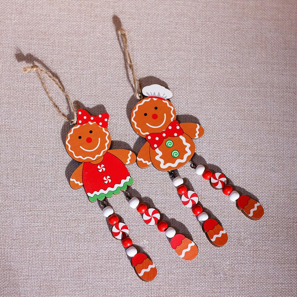 4pcs Wooden Couple Long Legs Gingerbread Man Small Pendant Christmas Tree Ornament  Xmas Decorations