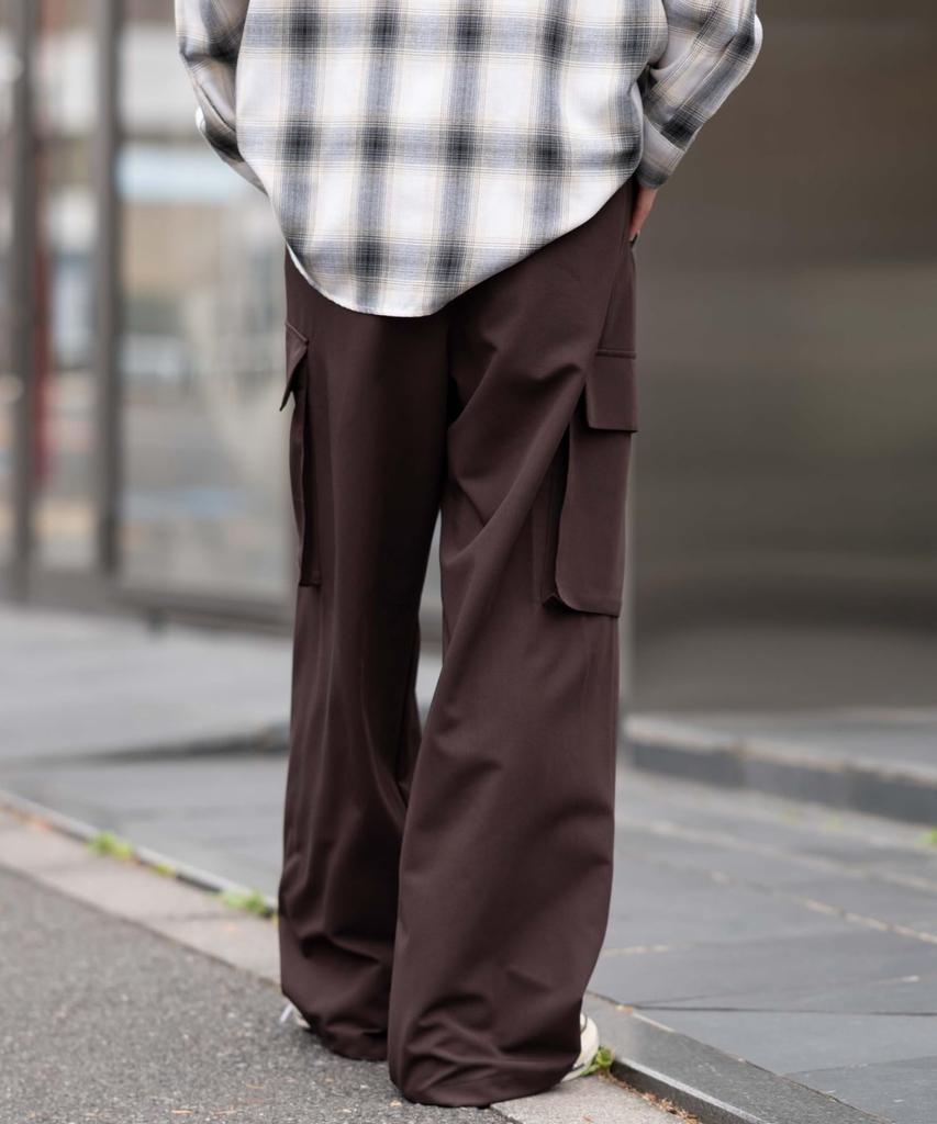 WEGO Easy Wide Cargo Size M Men's Slacks, Brown,