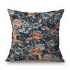 Navy Blue Green Red Rose Classic Home Decoration Flower Bird Art Sofa Throw Pillow Case Cotton Linen Square Medium Cushion Cover
