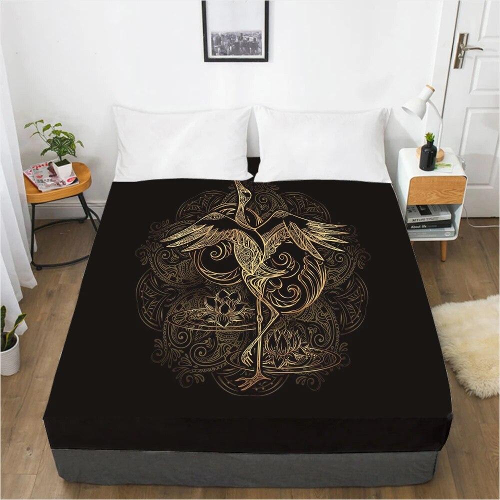 Σεντόνια με λάστιχο Κάλυμμα στρώματος με λάστιχο Σεντόνι Σεντόνι Λευκά είδη 90x200 160x200 150x200 Μέγεθος 3D Εκτύπωση Μαύρο Χρυσό