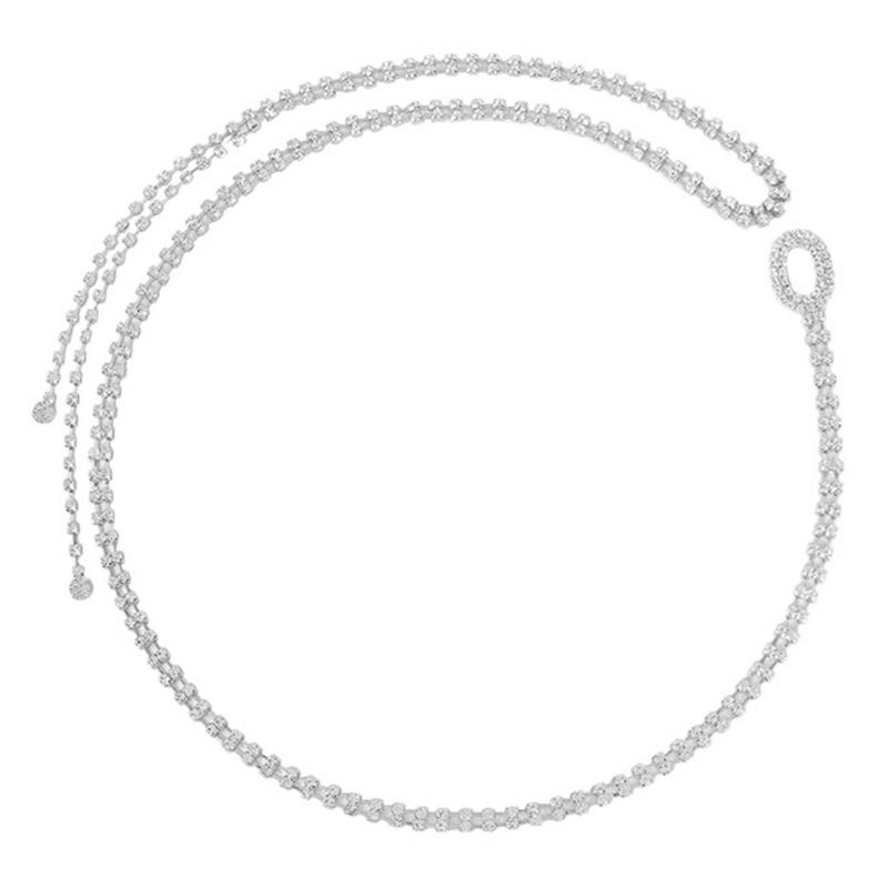 Rhinestones Embellished Waist Chain Fashionable Women Elegan Body Chain for Evening Wear