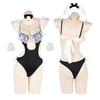 Women Sexy Lace Trim Suspender Maid Cosplay Role Play Lingerie One Piece