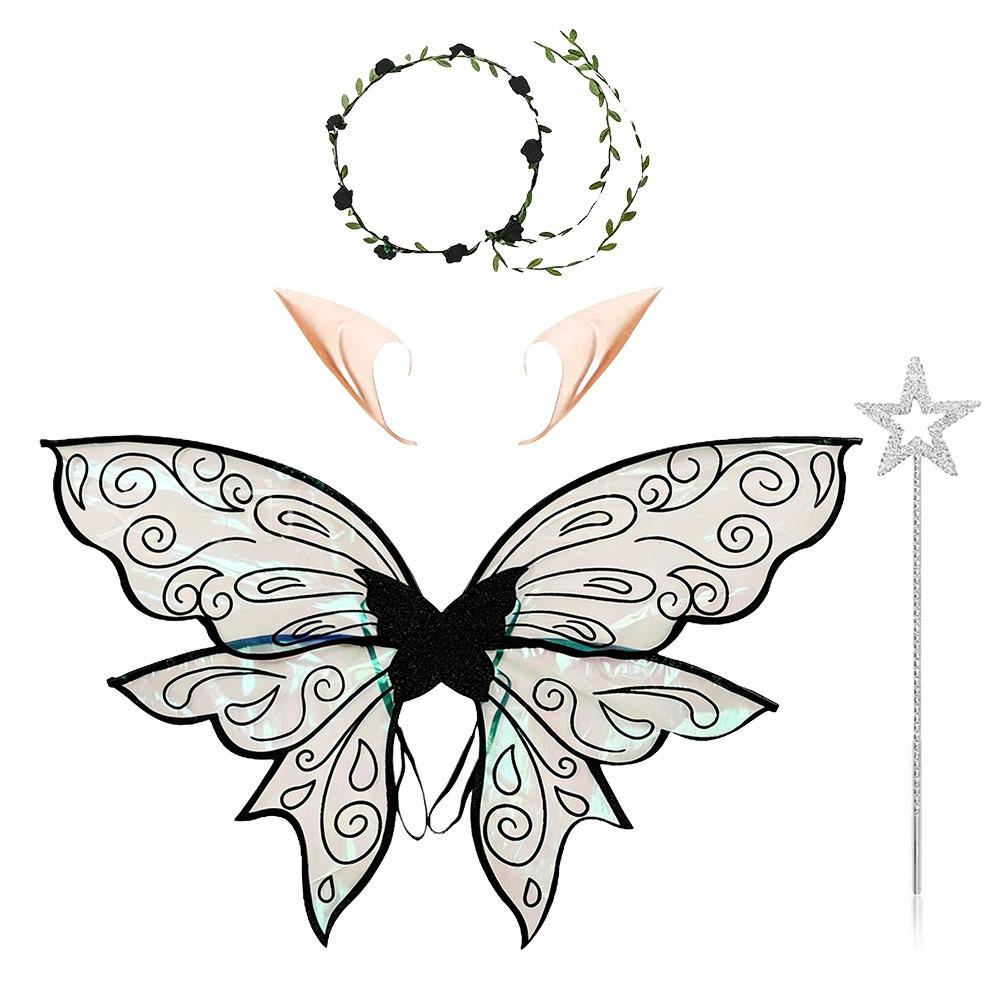 4Pcs Party Dress Up Sparkling Angel Wings With Headband Butterfly Costume Wings Set Women Girls