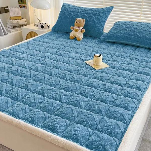 

Матрас из овечьей шерсти WTEMPO для спальни, односпального и двуспального одеяла, зимняя утолщенная теплая плюшевая подушка-татами 150*200cm синий