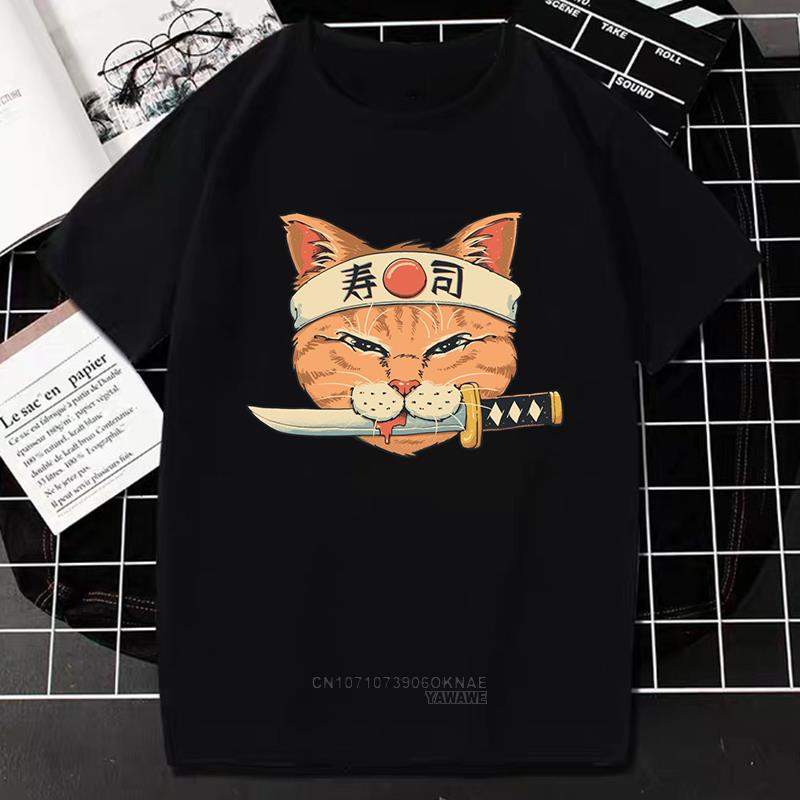 Kawaii Catana Tshirt Harajuku Cartoon Cat Print Top Women Men Casual Comfortable Tee Oversized Tshirt Roupas Masculinas