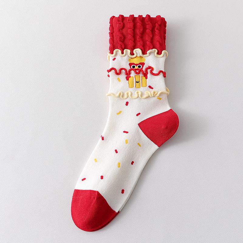 

Female Summer Thin Style Personality Funny Cartoon Chips Boneless Tube Socks 1 pair