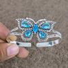 Blue Topaz Gemstone Handmade 925 Sterling Silver Cuff Bangle Adjustable KKG-110