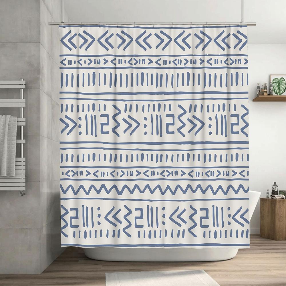 Modern Blue White Bath Shower Curtain Waterproof Fabric Decorative Bathroom Hanging Shower Curtains for Home Decoration 180x245c