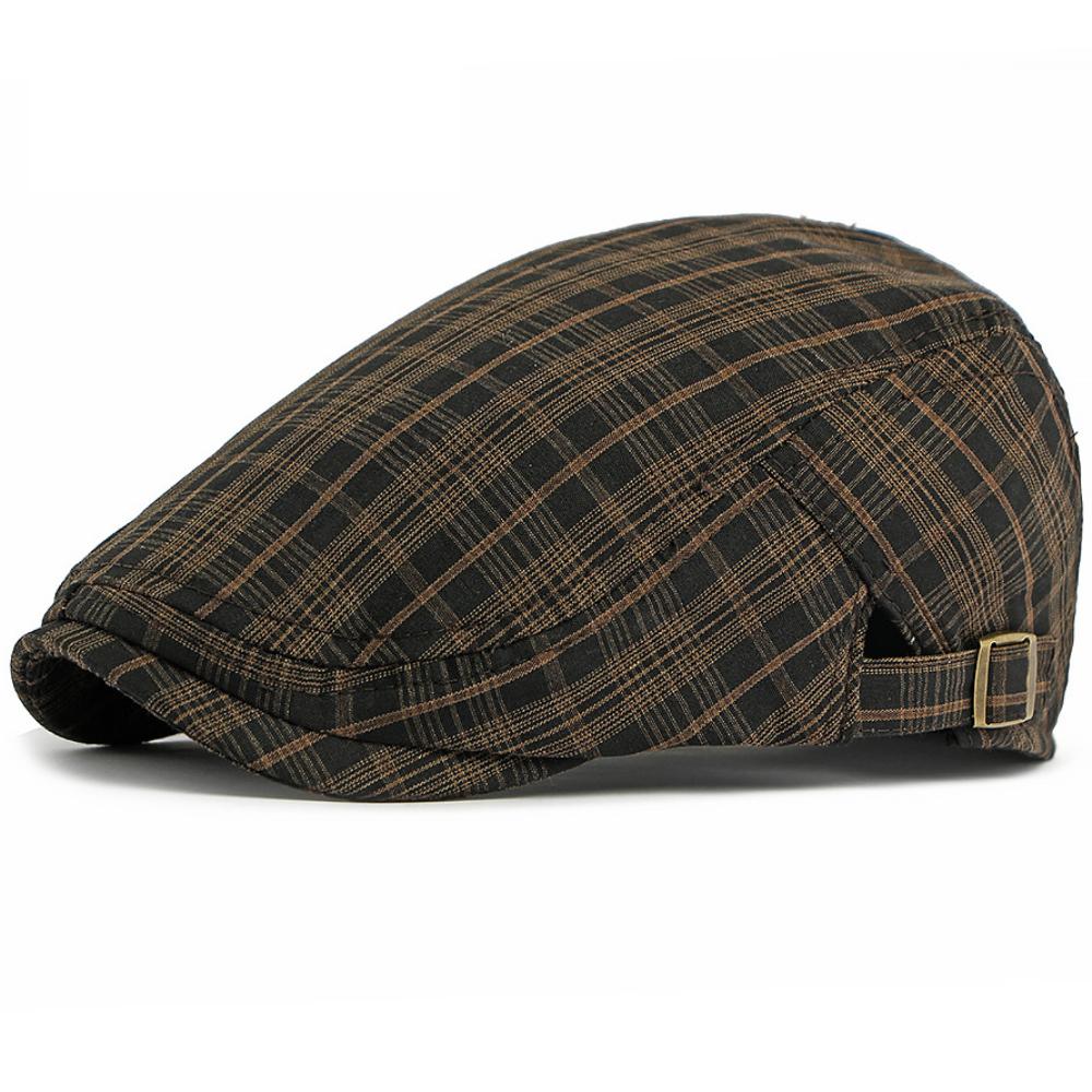 HT5072 Beret 2026 New Spring Summer Ivy Flat Cap Male Female Retro Artist Painter Plaid Beret Hat Adjustable Men Women Beret Cap