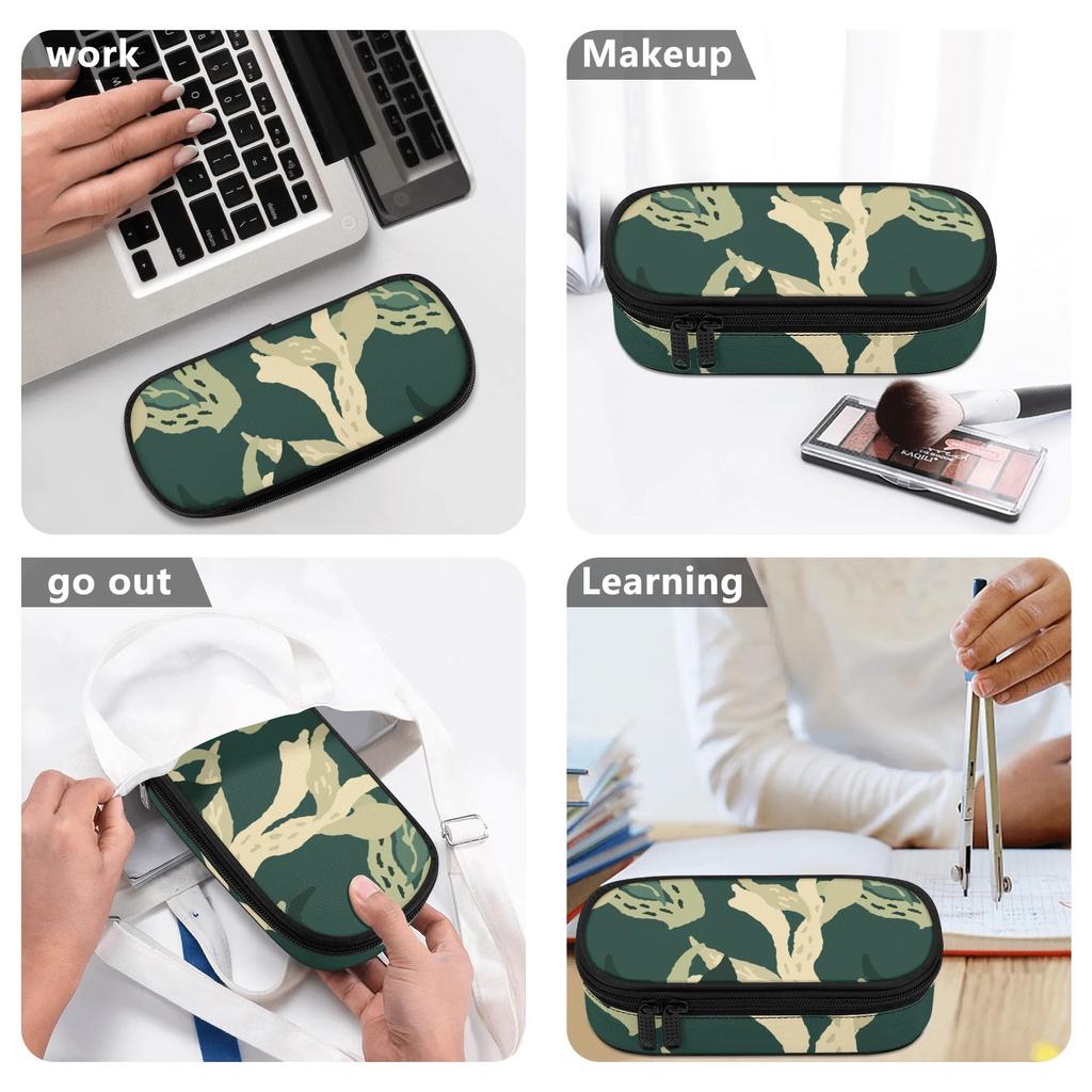 Pen Case Zipper Closure High Capacity 300D Polyester with Main Compartment Mesh Pocket and Pen Slots for Middle School Students