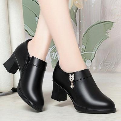 New Style Shoes: Mid-heel Shoes, Soft Leather, Soft Soles, Women's Shoes, Thick Heels, Deep Opening, Single Shoes for Women